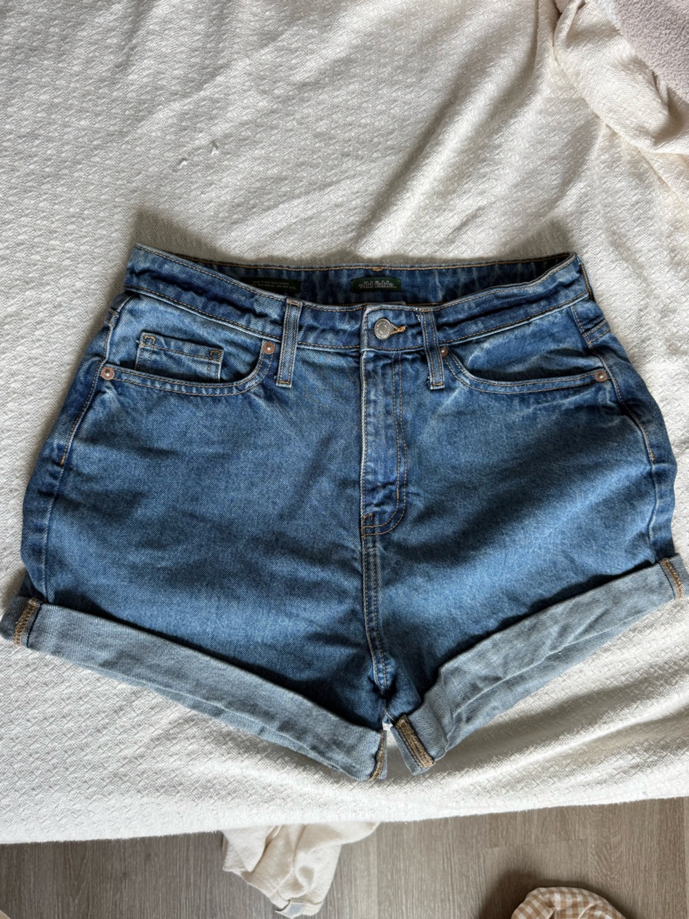 wild fable Medium Wash Rolled Hem Denim Shorts